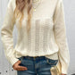 Perfee Openwork Round Neck Long Sleeve Sweater