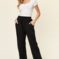 Double Take Full Size Texture Drawstring Straight Pants