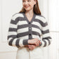 Button Down V-Neck Striped Cardigan