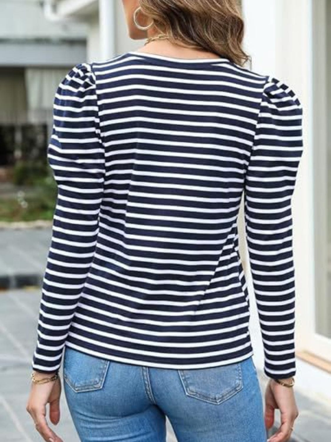 Full Size Striped Round Neck Long Sleeve T-Shirt