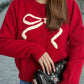 Bow Button Down Round Neck Cardigan