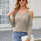 Ribbed Cold Shoulder Long Sleeve Top