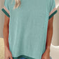 Color Block Round Neck Cap Sleeve T-Shirt