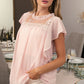 BiBi Swiss Dot Lace Detail Short Sleeve Blouse - Brand BiBi