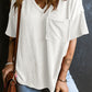 Textured V-Neck Dropped Shoulder T-Shirt