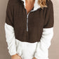 Color Block Half Zip Long Sleeve Fuzzy Sweatshirt