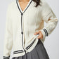 Star Embroidered V-Neck Long Sleeve Cardigan