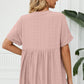 Full Size Side Slit Notched Neck Cuffed Short Sleeve Blouse