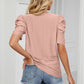 Eyelet Puff Sleeve Round Neck Blouse