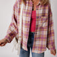 Plaid Collared Neck Button Up Shacket