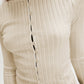 Basic Bae Texture Button Up Round Neck Long Sleeve Top