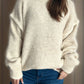 Contrast Trim Round Neck Dropped Shoulder Sweater