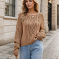 Round Neck Dropped Shoulder Long Sleeve Sweater