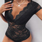 Perfee Lace V-Neck Cap Sleeve Bodysuit