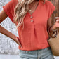 Full Size Decorative Button V-Neck Short Sleeve Blouse