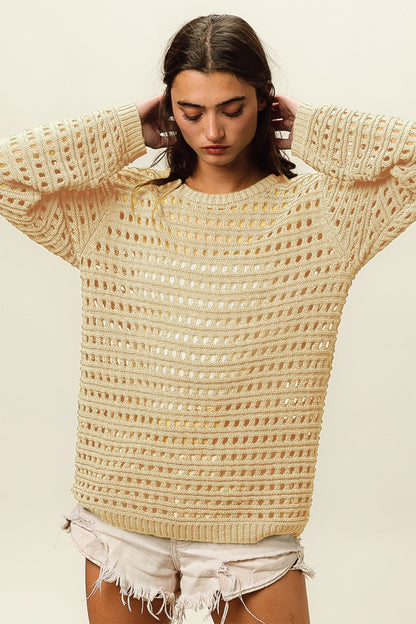 BiBi Round Neck Openwork Knit Cover Up - Brand BiBi