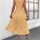 Striped Johnny Collar Sleeveless Midi Dress