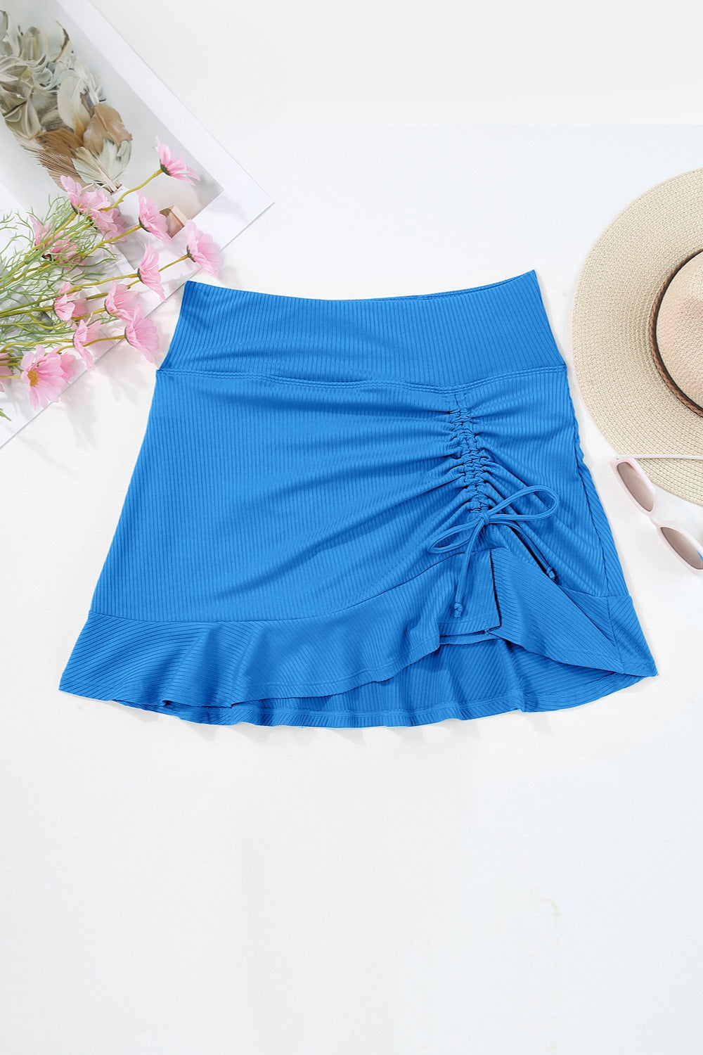 Beachin' Ruched Elastic Waist Swim Skirt