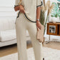Devine Contrast Trim Half Sleeve Top and Pants Set