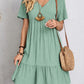 Full Size V-Neck Short Sleeve Mini Dress