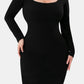 Basic Bae Full Size Built-In Shapewear Square Neck Long Sleeve Dress