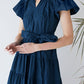 Ruched Tiered Notched Short Sleeve Dress