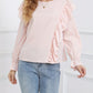 Ruffled Round Neck Long Sleeve Blouse
