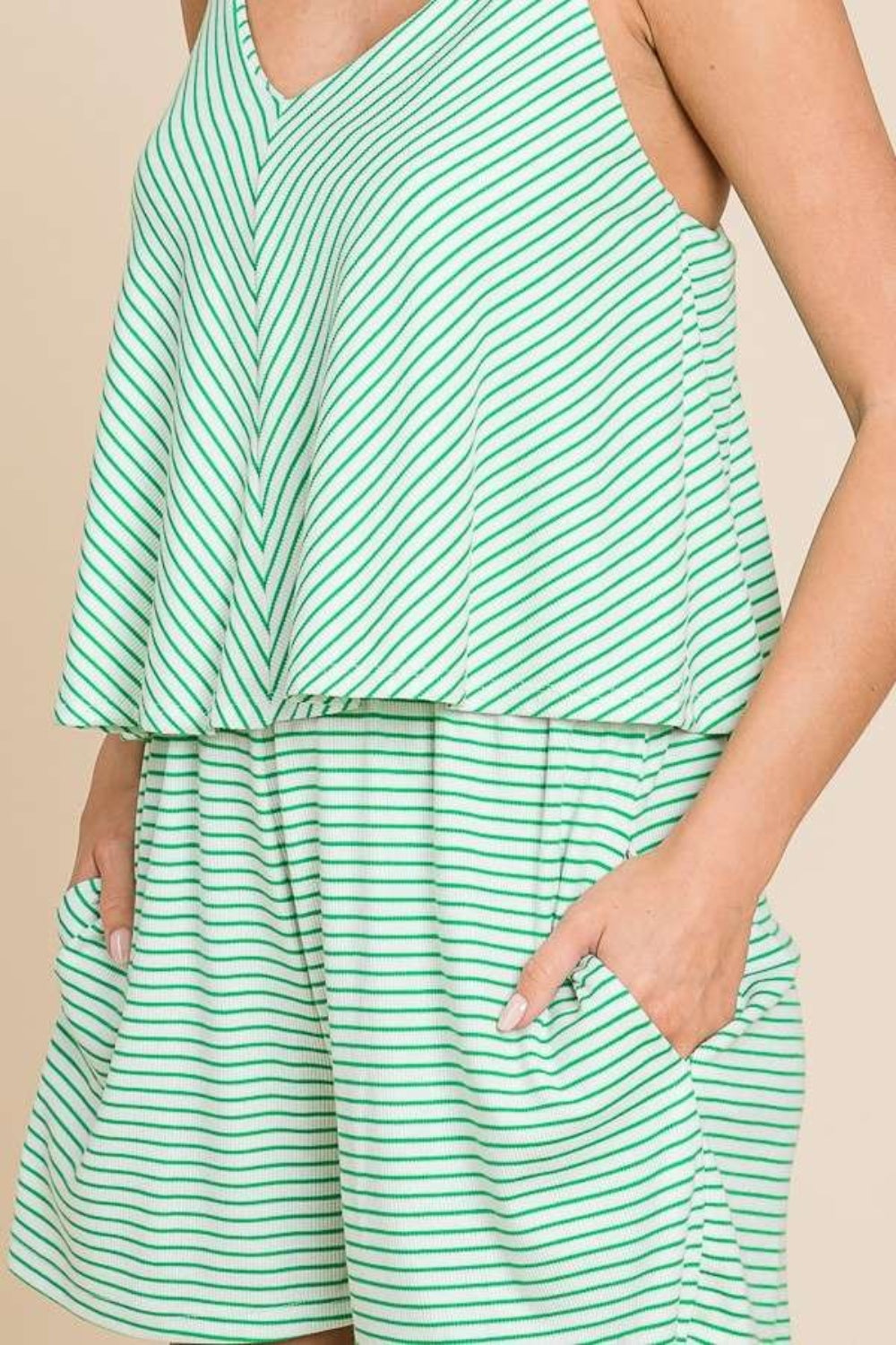 Culture Code Full Size Double Flare Striped Romper *