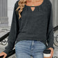 Full Size Cutout Round Neck Long Sleeve T-Shirt