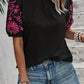 Full Size Embroidered Round Neck Short Sleeve Blouse