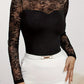 Lace Patchwork Mock Neck Long Sleeve Blouse