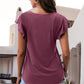 Full Size Ruffled Round Neck Cap Sleeve Blouse