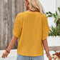 Notched Slit Half Sleeve Blouse