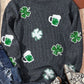 Lucky Clover Beer Sequin Round Neck Sweatshirt