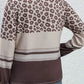 Plus Size Leopard Round Neck Long Sleeve Top