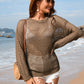 Heart Openwork Long Sleeve Cover-Up