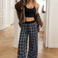 Plaid Wide Leg Pants