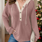 Full Size Waffle-Knit Contrast Long Sleeve Hoodie