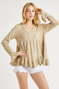 Hailey & Co V-Neck Flounce Sleeve Knit Top *