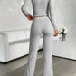 Round Neck Long Sleeve Top and Drawstring Pants Set