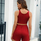 Full Size Scoop Neck Tank and Shorts Set