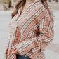 Drawstring Plaid Hooded Long Sleeve Shirt