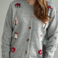 Button Up Round Neck Long Sleeve Cardigan