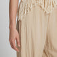 Fringe Hem Wide Leg Long Pants
