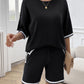 Devine Contrast Trim Round Neck Top and Shorts Set