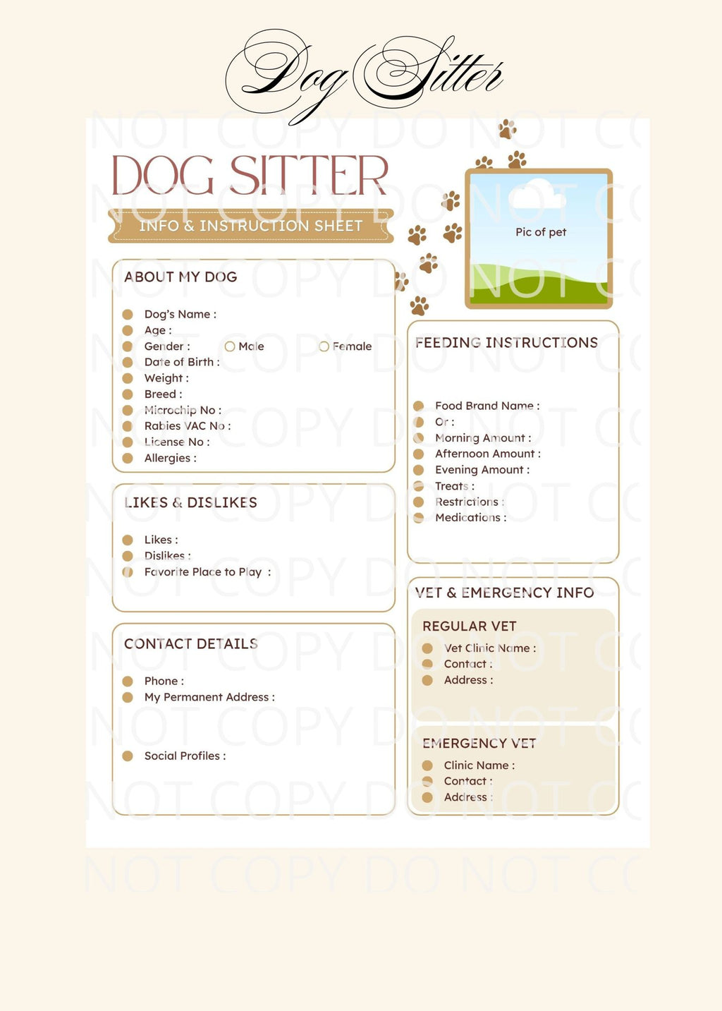 Elegant Style Pet Planners ~ PNG JPG PDF SVG PPTX File Types