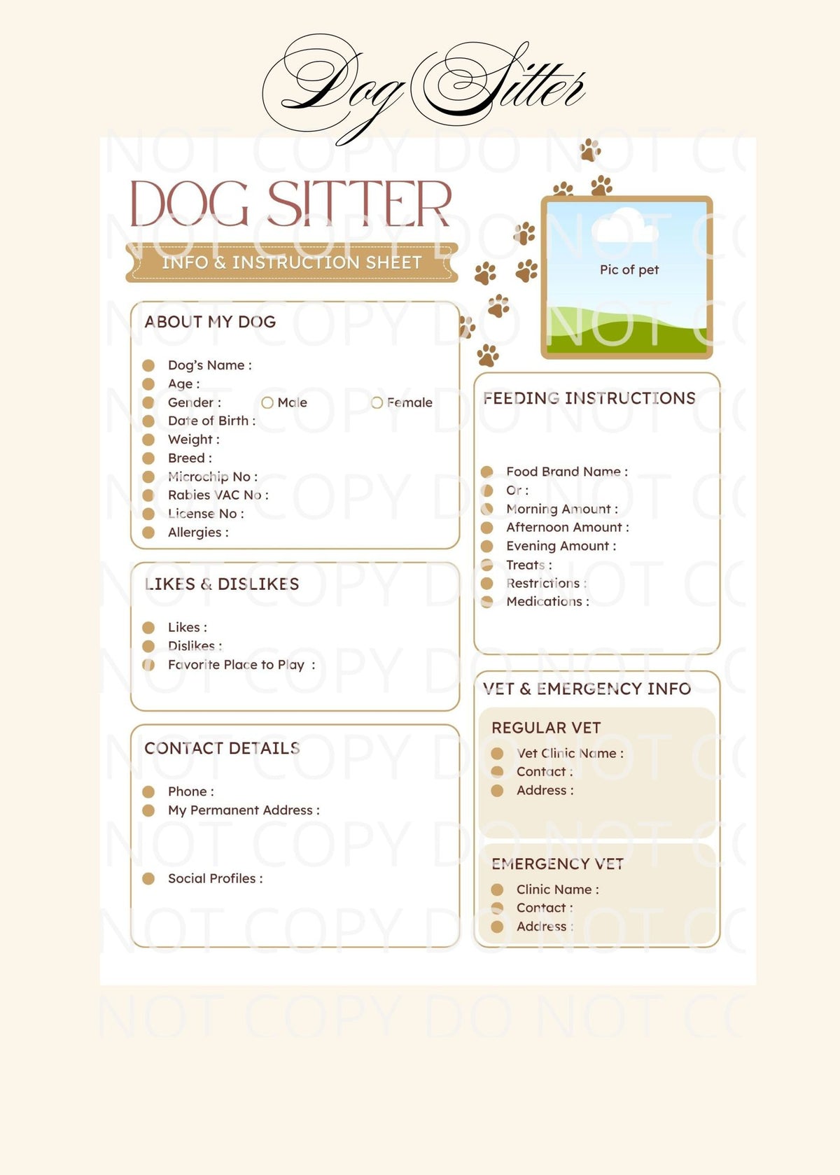 Elegant Style Pet Planners ~ PNG JPG PDF SVG PPTX File Types