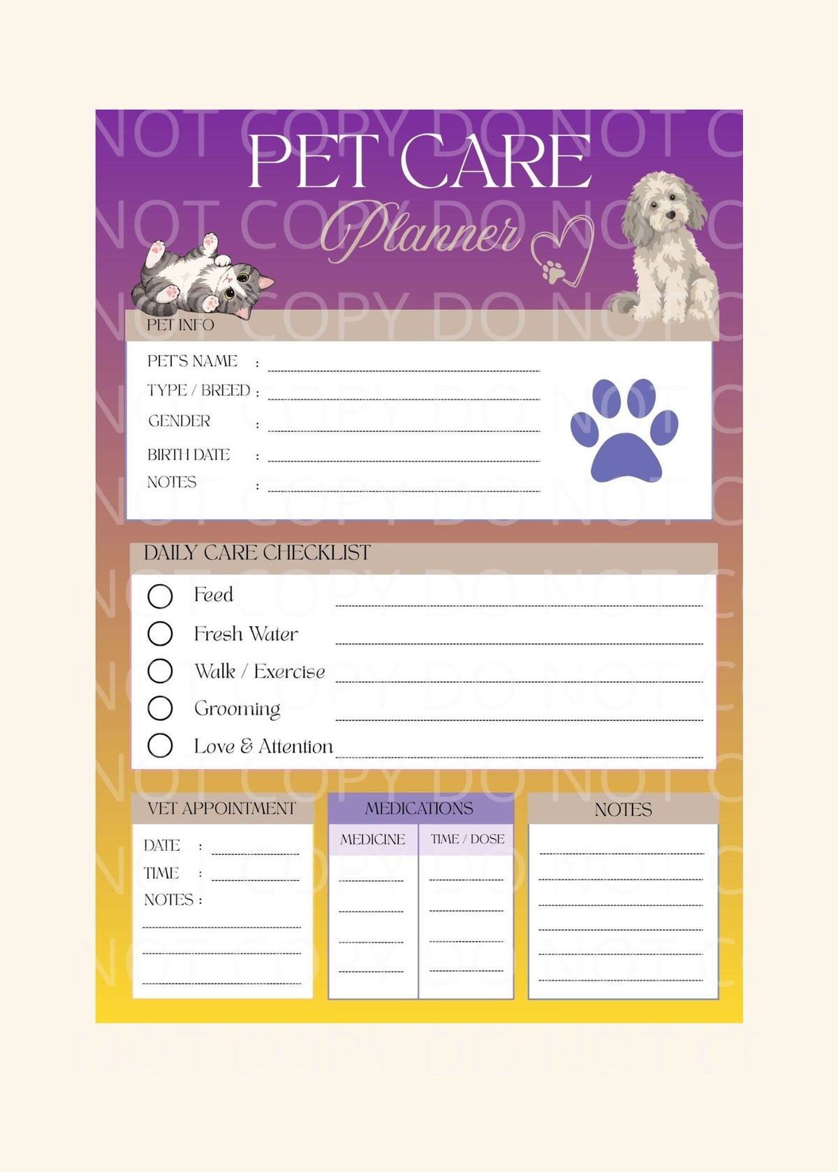 Playful Pet Planner ~ PNG JPG PDF SVG PPTX File Types