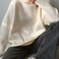 Ribbed Detail Turtleneck Dropped Shoulder Sweater