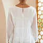 Full Size Swiss Dot Ruffled Round Neck Long Sleeve Blouse